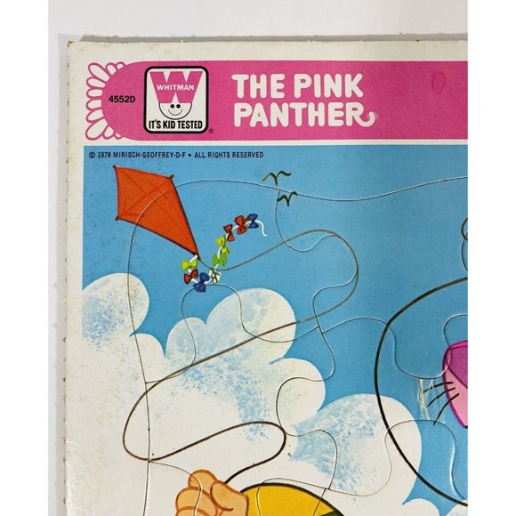 Vintage 1978 Pink Panther Frame Tray Puzzle Whitman Cardboard Toy Retro Kite - Picture 2 of 10